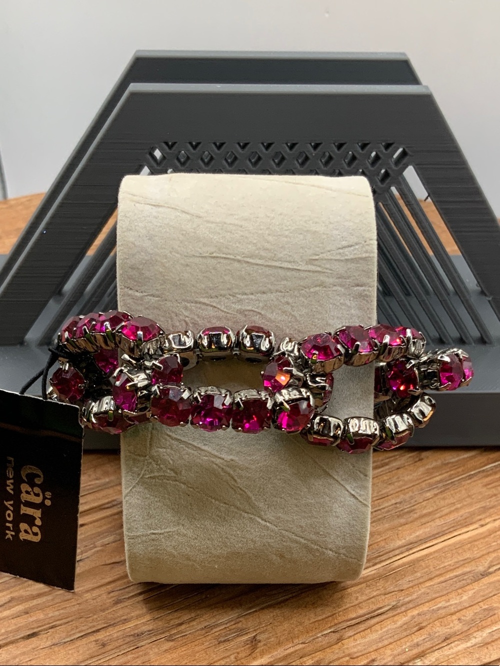 Cara New York Fuchsia Crystal Link silver Tone Metal Bracelet